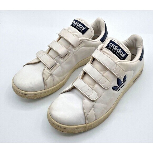 adidas Originals Stan Smith White Navy TREFOIL Sneakers 2008 Women’s Size 7 RARE - Picture 9 of 10